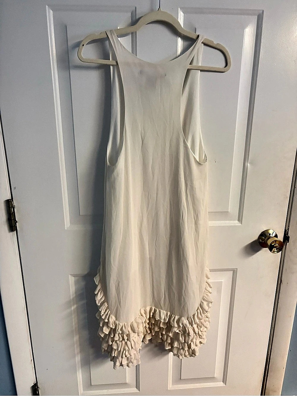 NWOT Thomas Wylde 100% Silk Tiered Ruffle Tank Dress Medium Cream Ivory - Picture 2 of 7